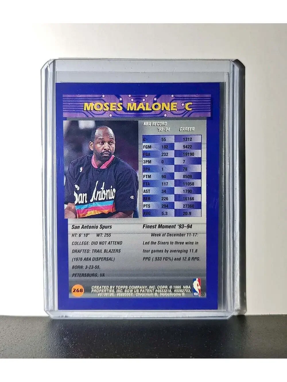 Moses Malone 1994-95 Topps Finest #268 Basketball Card